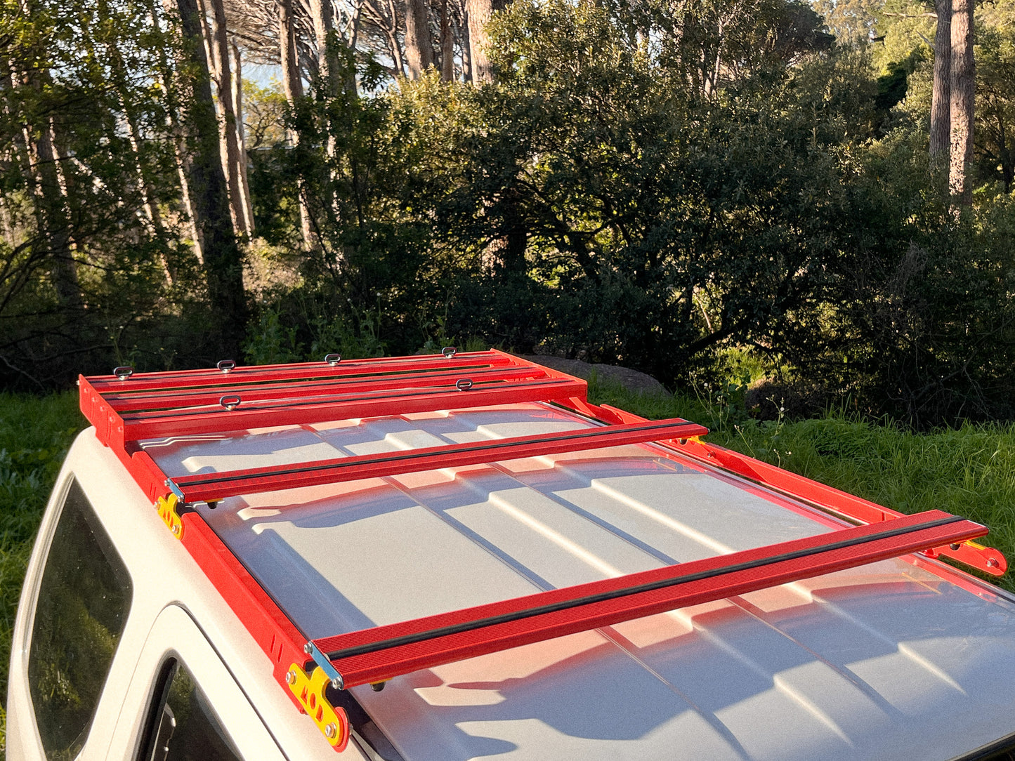 Roof Rack on a Jimny 3 in Red unpacked