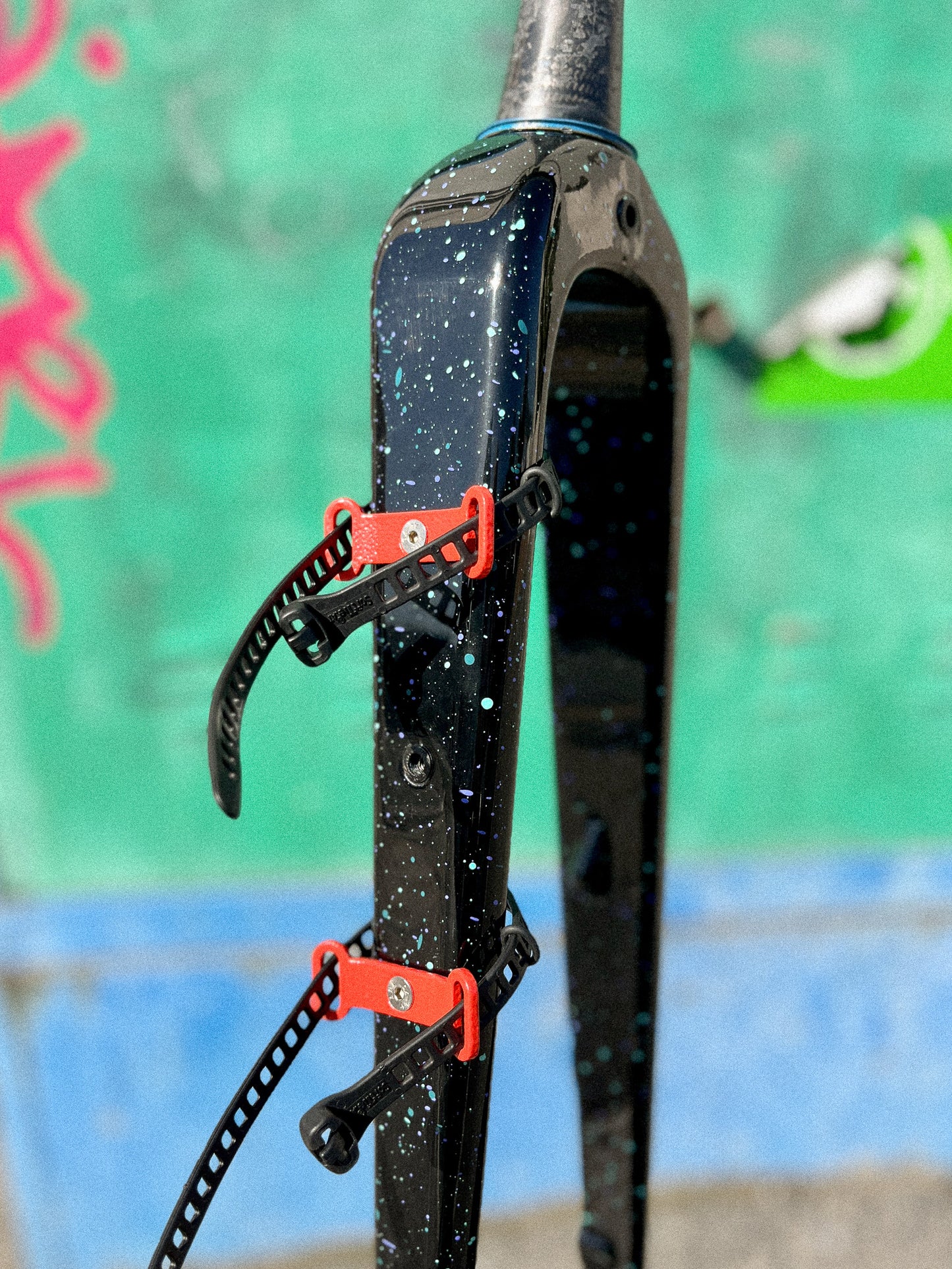 MOD StrapOnz with SoftTie strap mounted on a bicycle fork
