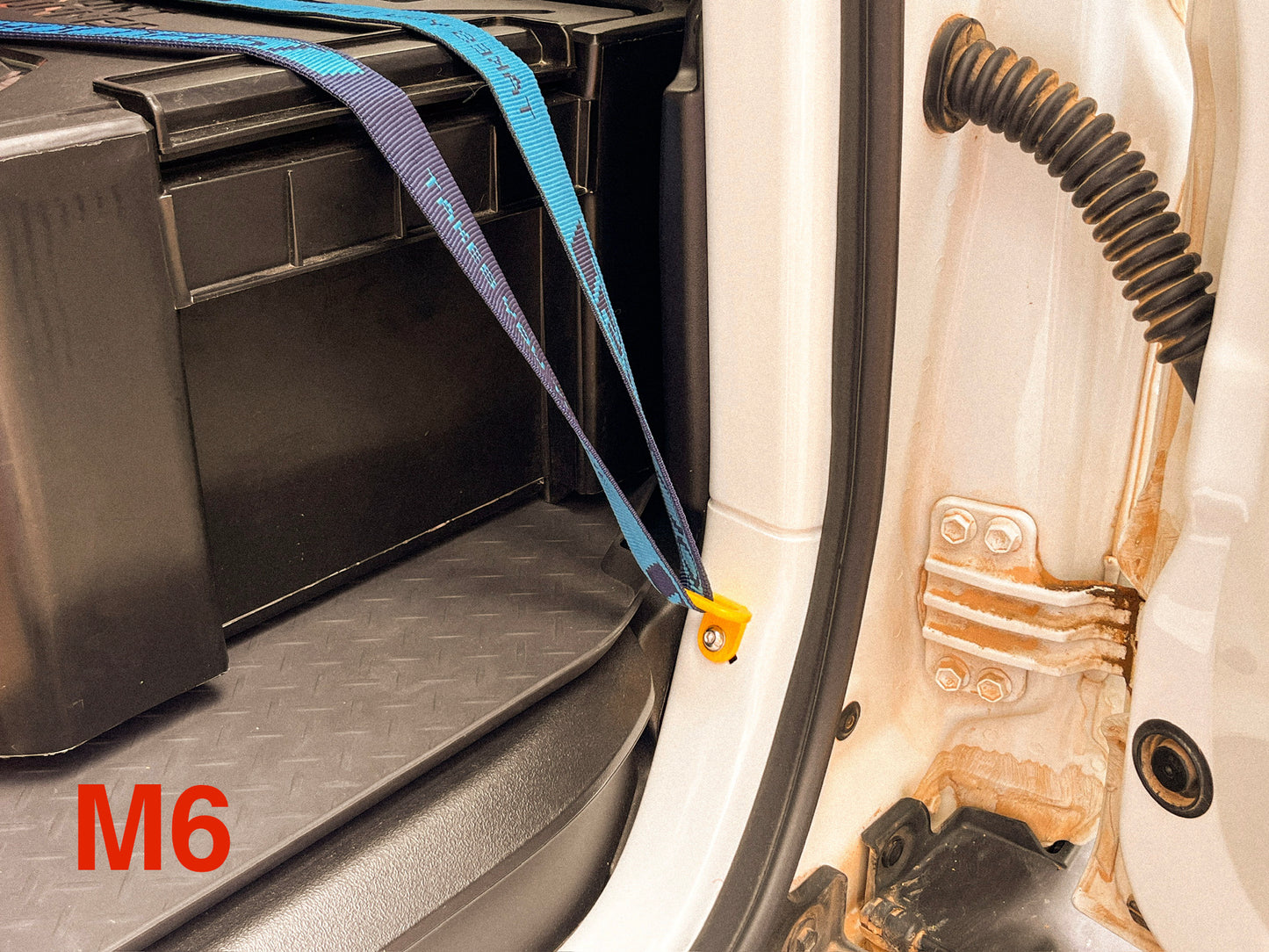 Lashing Point installed in Jimny 4 rear boot area M6