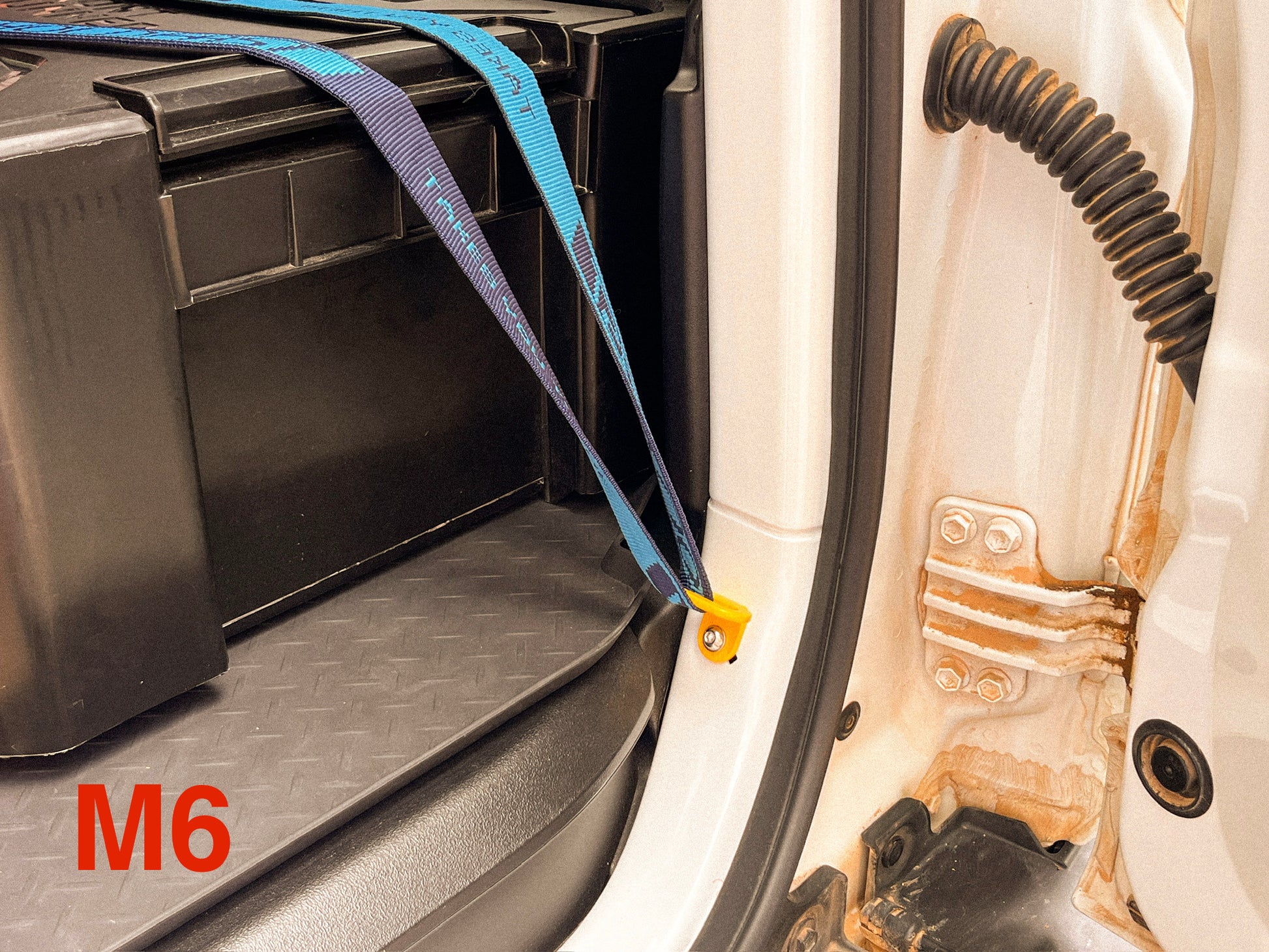 Lashing Point installed in Jimny 4 rear boot area M6