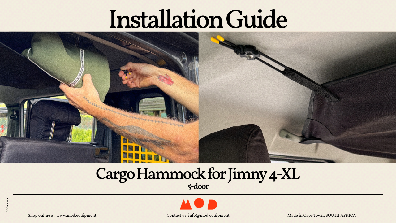 Installation video of MOD  Cargo Hammock storage solution into Suzuki Jimny XL (5-door)