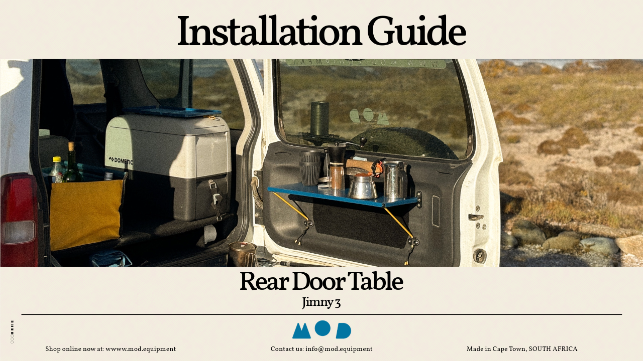 Video showing how to install the Rear Door Table into a Jimny 3